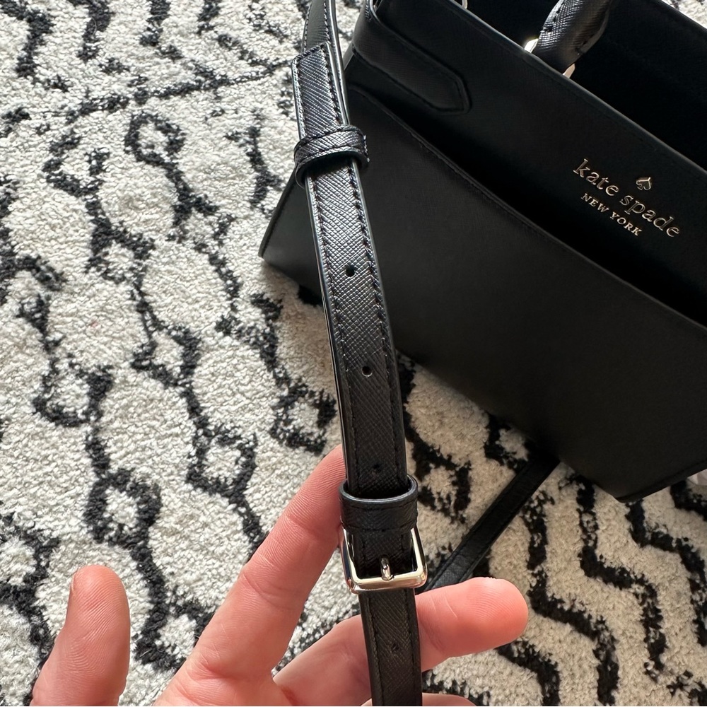 NWT Kate Spade New York Staci Black Medium Satchel Saffiano Leather Crosssbody - Picture 9 of 16